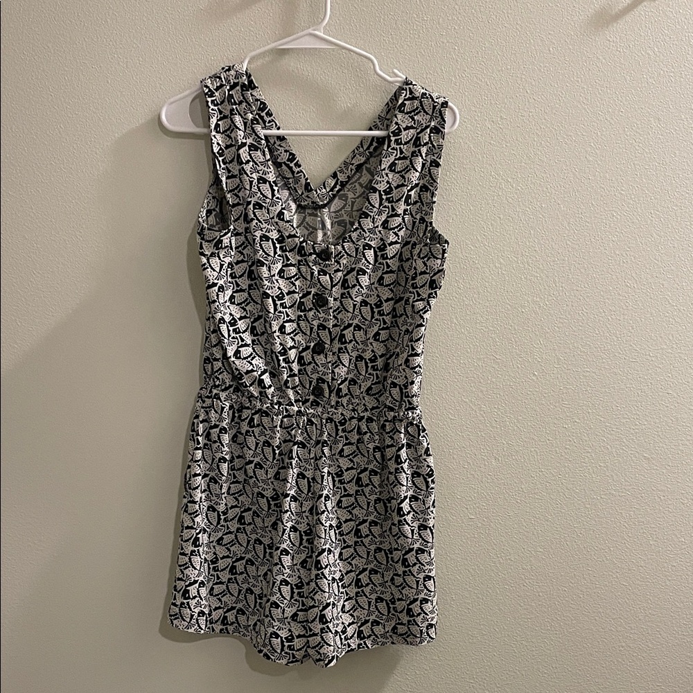 Toad&Co Black and White Printed Sleeveless Romper Shorts